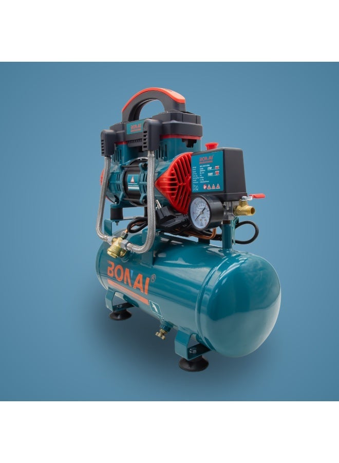 بوناي ضاغط هواء محمول سعة 10 لترات، بقوة 1380 واط، مضخة صامتة خالية من الزيت، معدل تدفق 58 لتر/دقيقة، ضغط 0.8 ميجا باسكال، محرك عالي الكفاءة، مناسب لإطارات السيارات، ورش العمل، التنظيف بالرش، والاستخدام المنزلي، BN-HK116 - Image 2